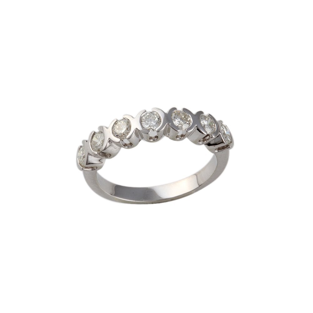 White Gold 0.90ct Round Brilliant Diamond Seven Stone Half Eternity Ring