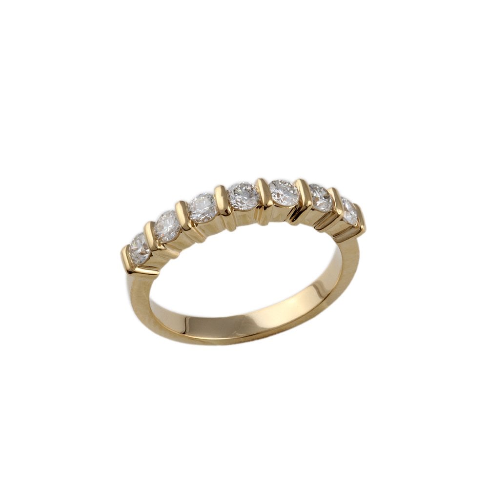 Yellow Gold 0.55ct Round Brilliant Diamond Seven Stone Half Eternity Ring
