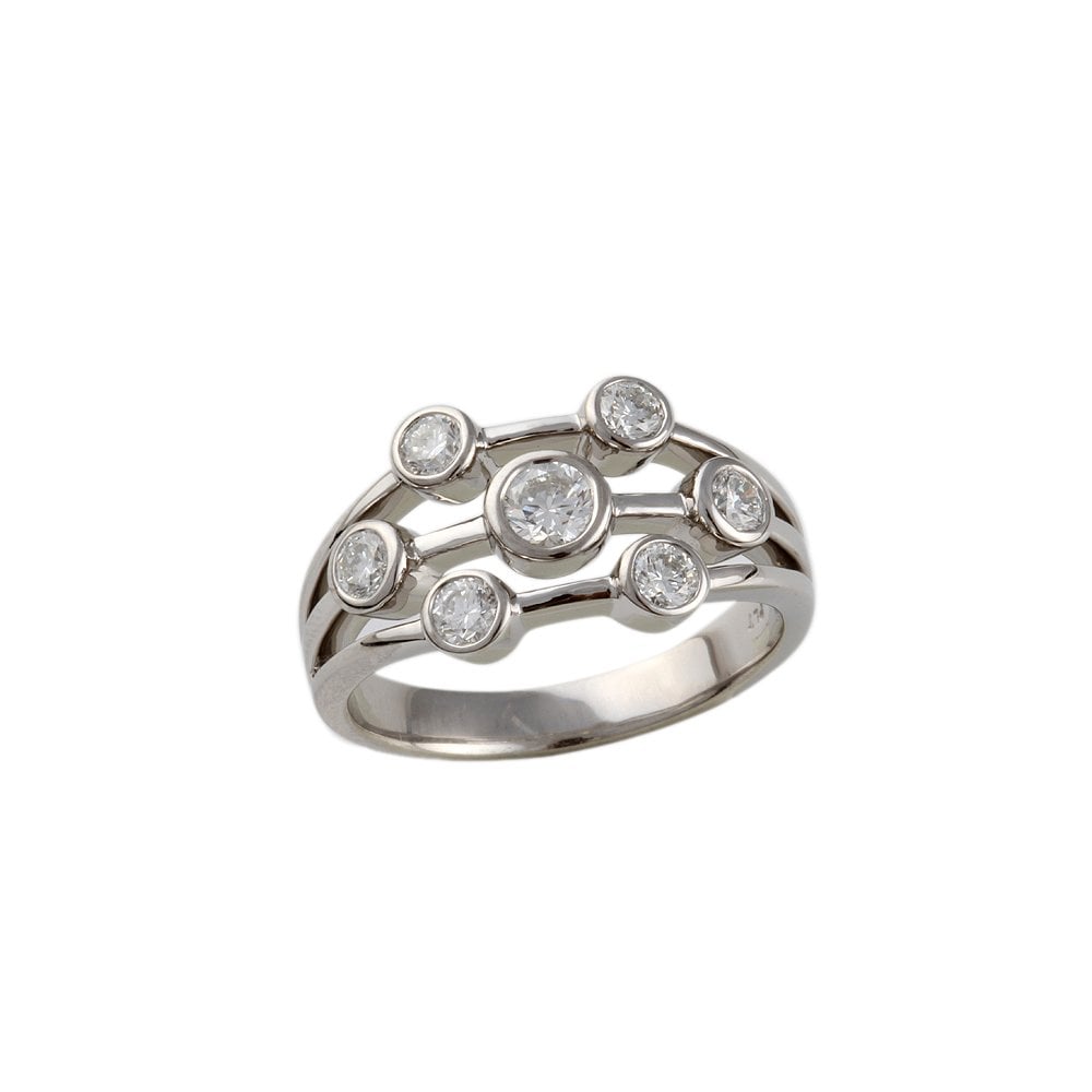 White Gold 1.00ct Round Brilliant Diamond Seven Stone Bubble Ring