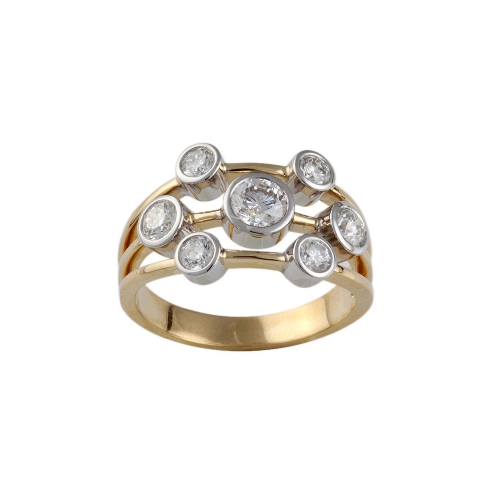 Yellow and White Gold 0.50ct Round Brilliant Diamond Cluster Ring