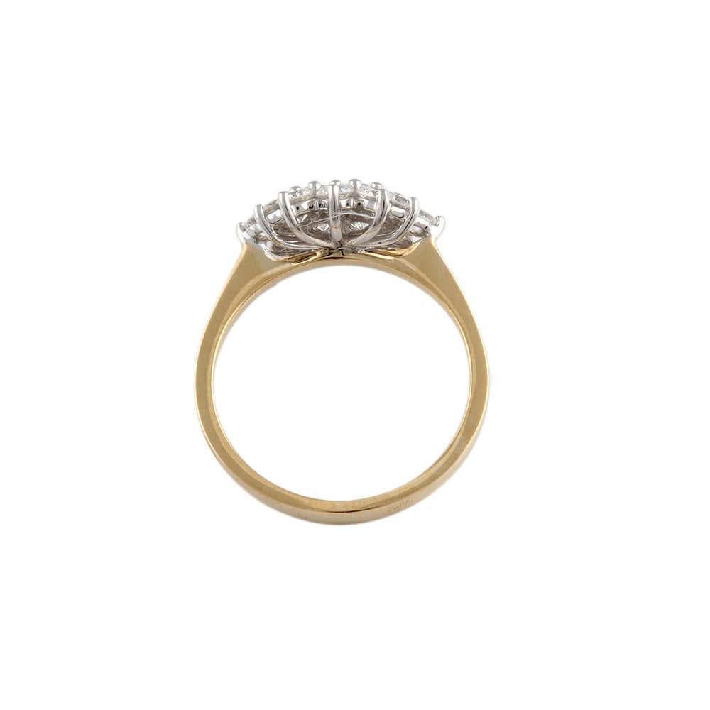 Yellow and White Gold 1.25ct Round Brilliant Diamond Cluster Ring