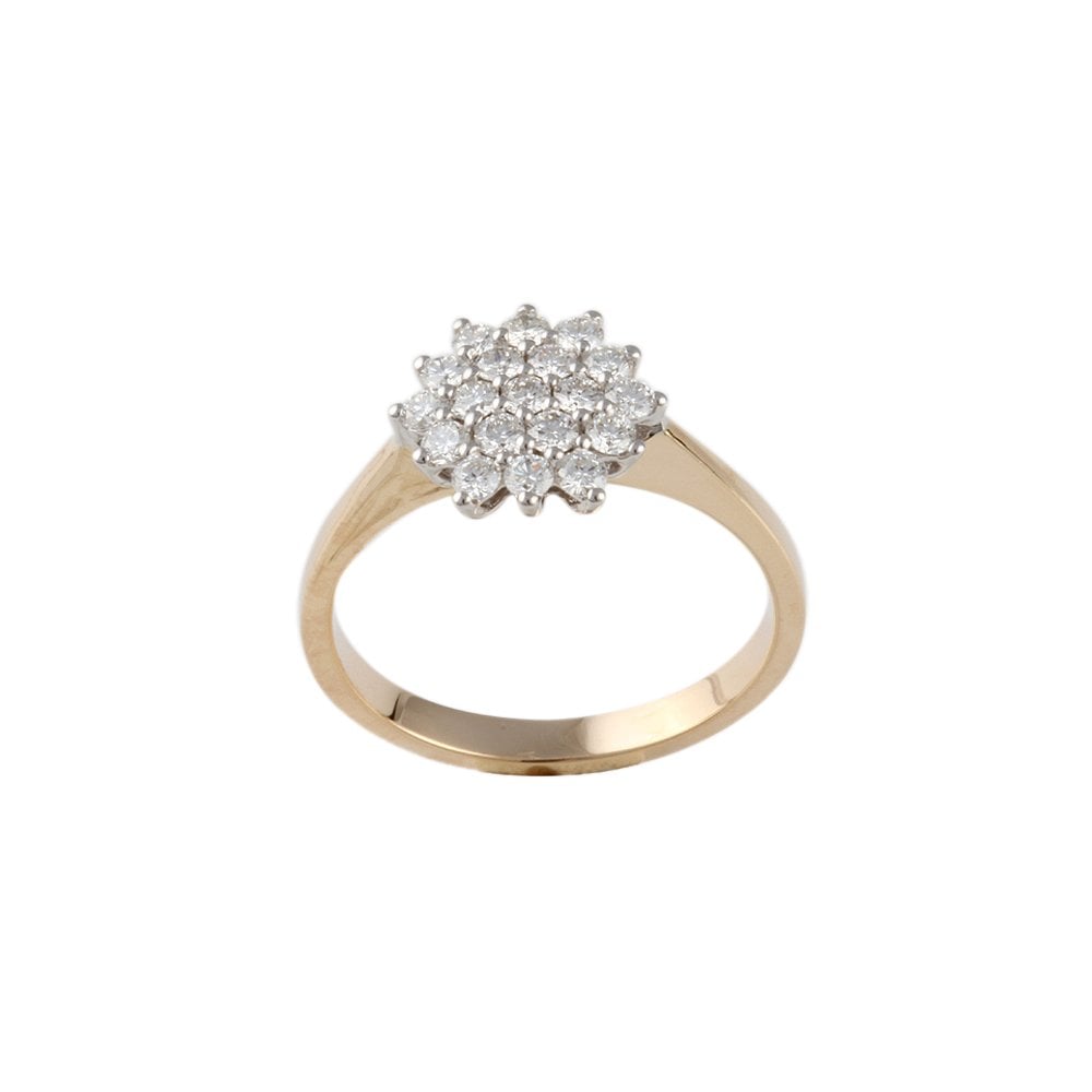 Yellow and White Gold 0.50ct Round Brilliant Diamond Cluster Ring