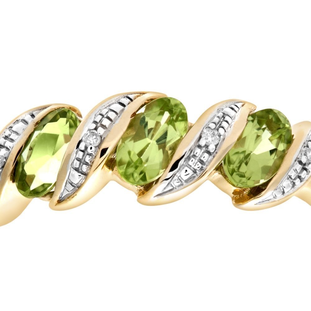 SPARKLD 9ct Yellow Gold Diamond and Peridot Eternity Ladies Ring