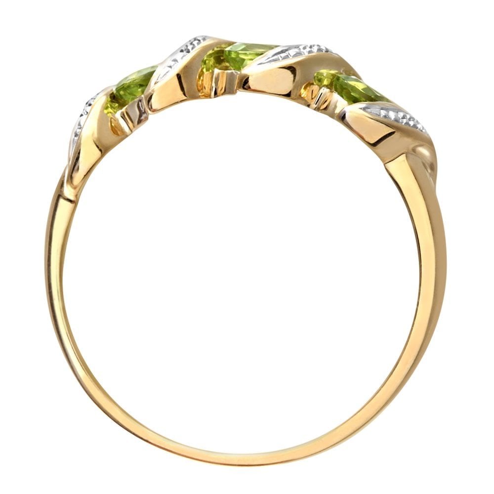 SPARKLD 9ct Yellow Gold Diamond and Peridot Eternity Ladies Ring