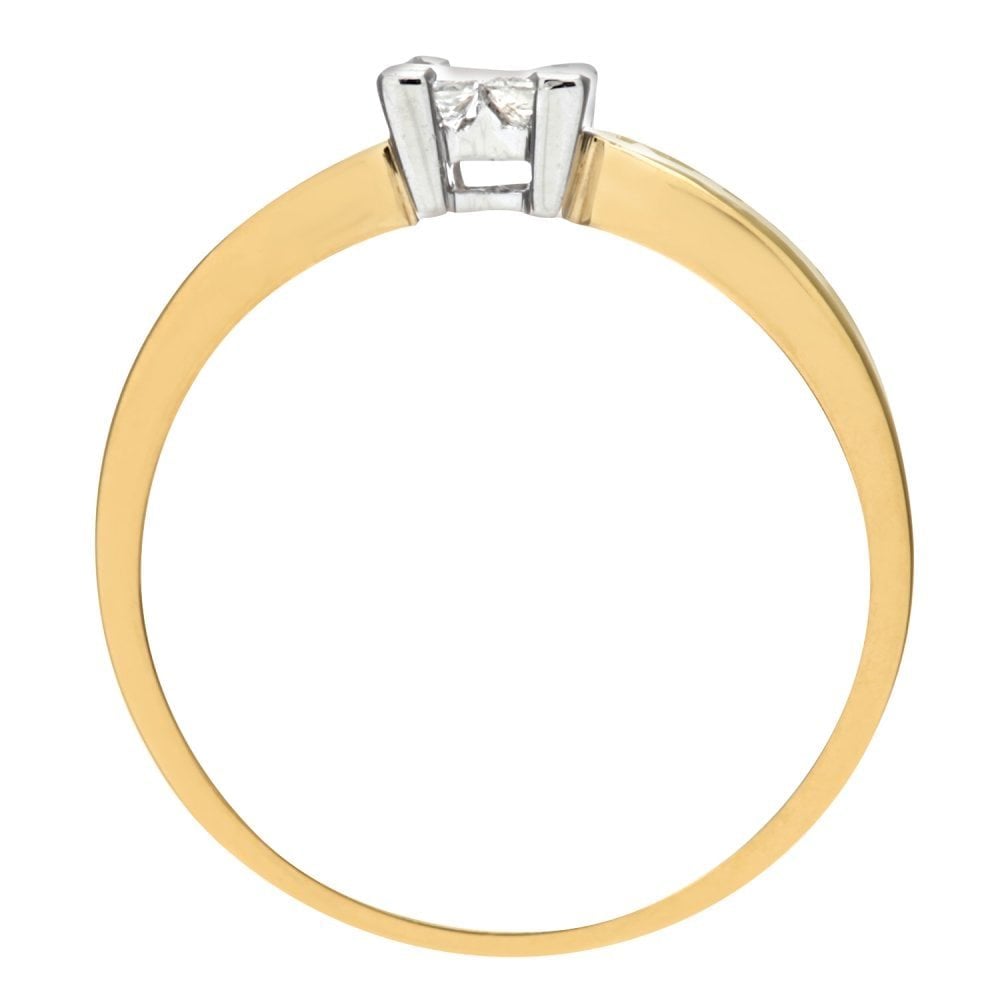SPARKLD 18ct Yellow Gold Diamond Engagement Ring 0.33ct Solitare Look, Princess Cut Diamond