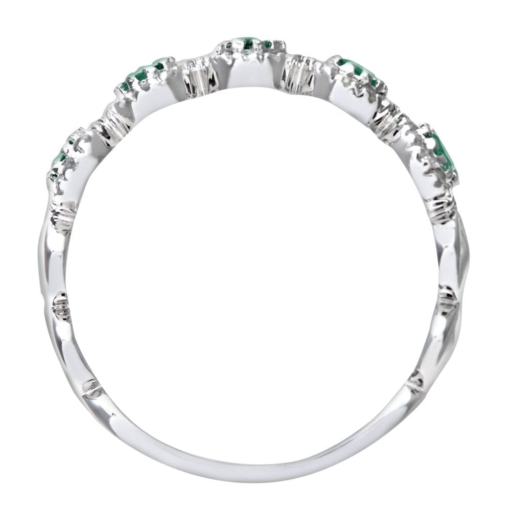SPARKLD 9ct White Gold Diamond and Emerald Eternity Ladies Ring