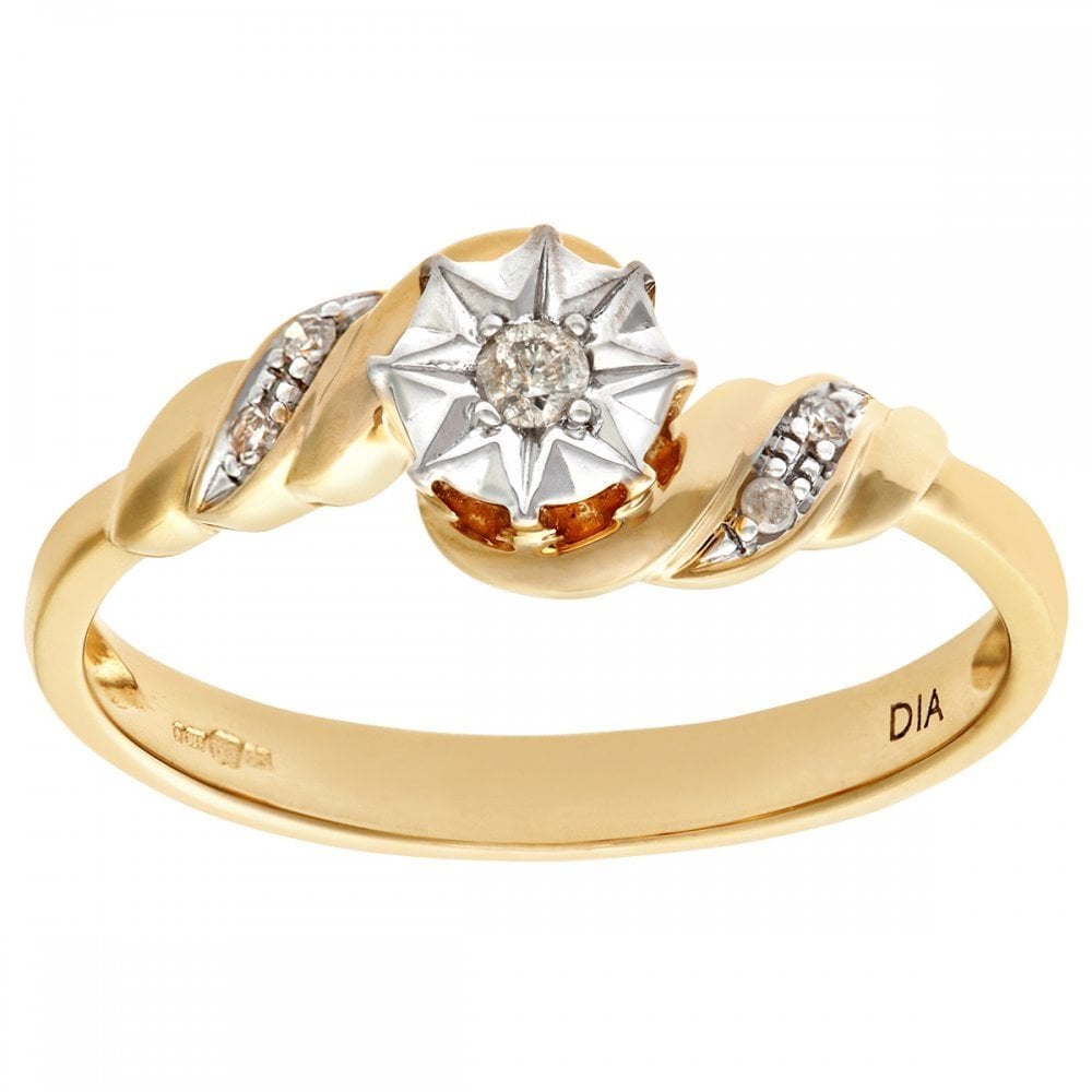 SPARKLD Ladies 9ct White Gold Diamond Accent Ring