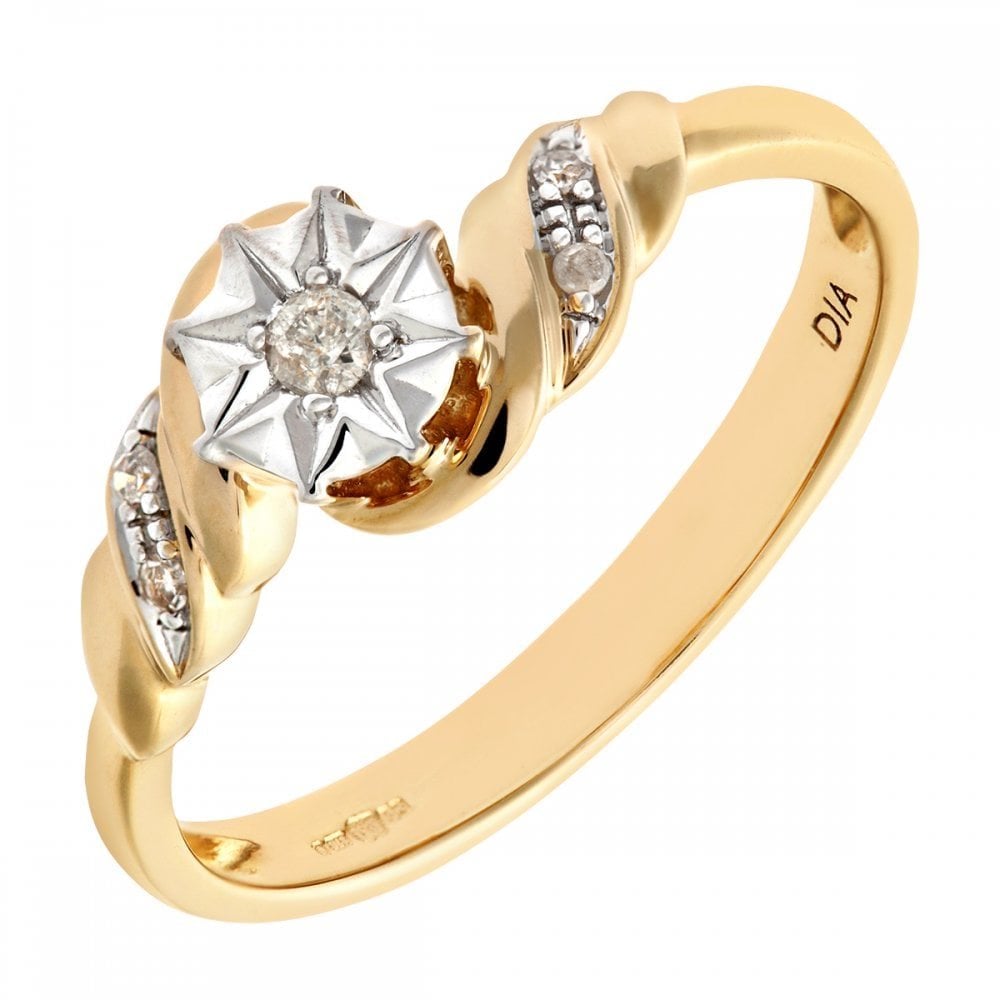 SPARKLD Ladies 9ct White Gold Diamond Accent Ring