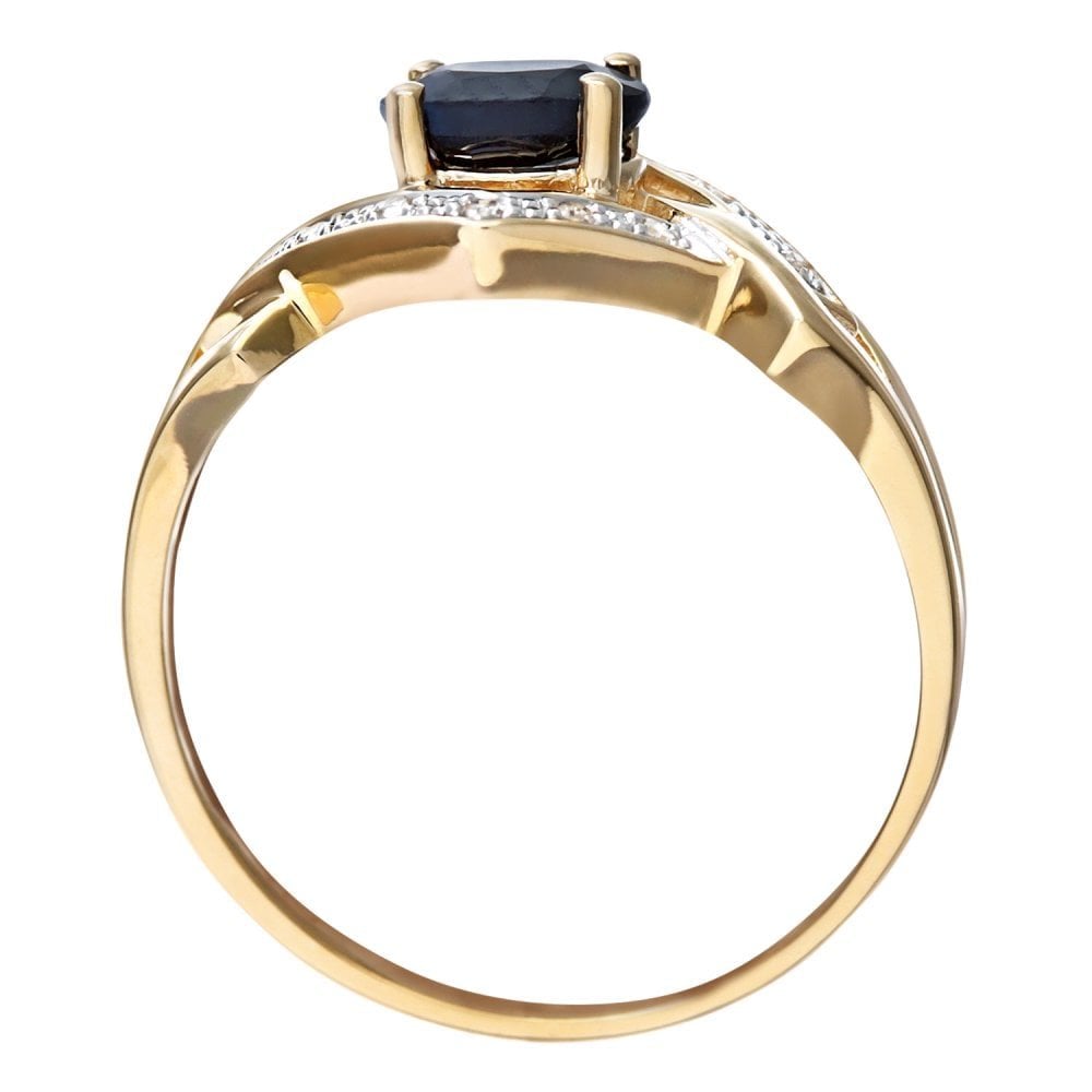 SPARKLD Ladies SPARKLD 9ct Yellow Gold Fancy Diamond And Sapphire Ring