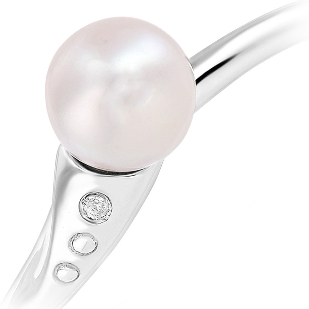 SPARKLD 9ct White Gold Diamond And Cultured Pearl Ring