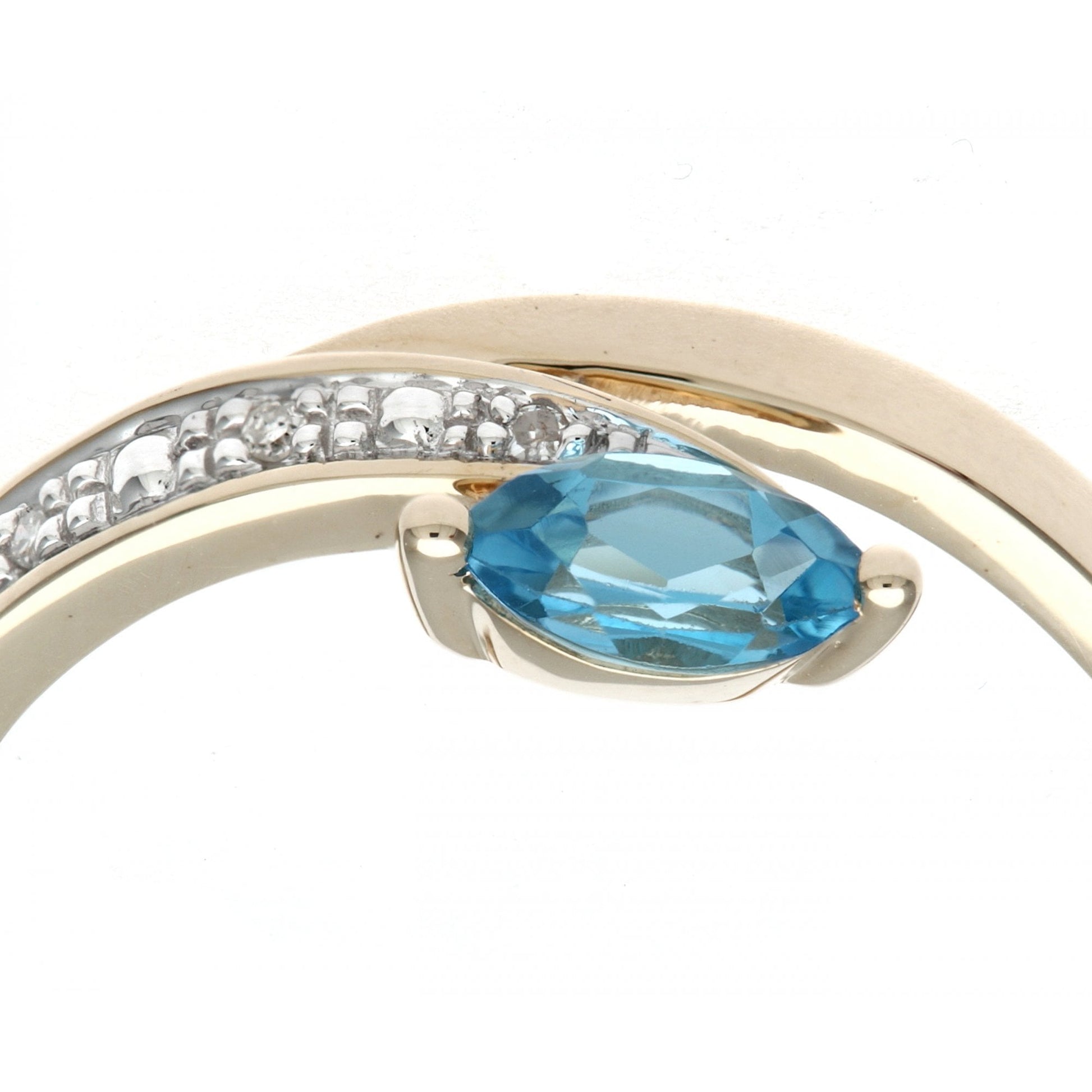 SPARKLD Ladies SPARKLD 9ct Yellow Gold Diamond and Marquise Blue Topaz Ring