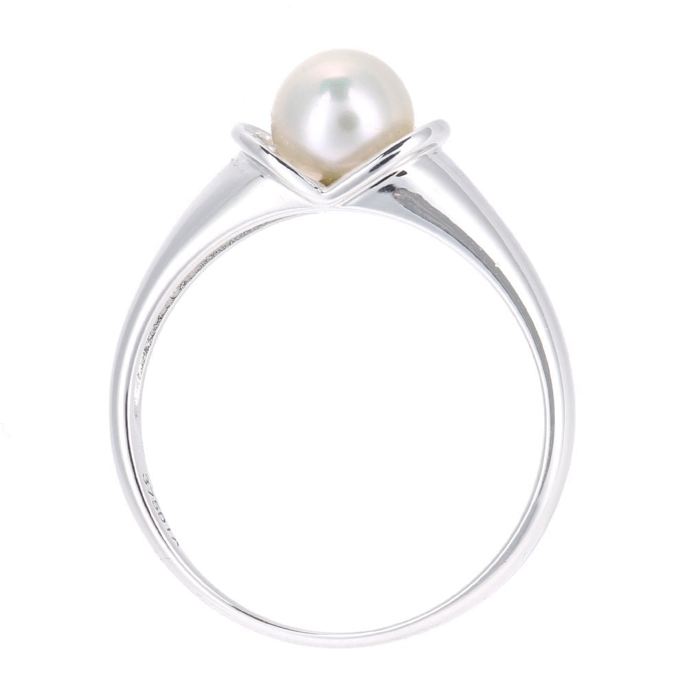 SPARKLD 9ct White Gold Diamond And Cultured Pearl Ring
