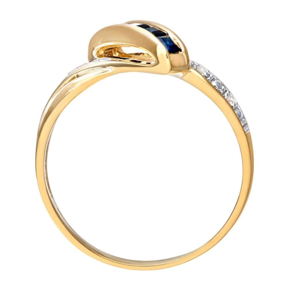 SPARKLD Ladies SPARKLD 9ct Yellow Gold Fancy Diamond and Sapphire Ring