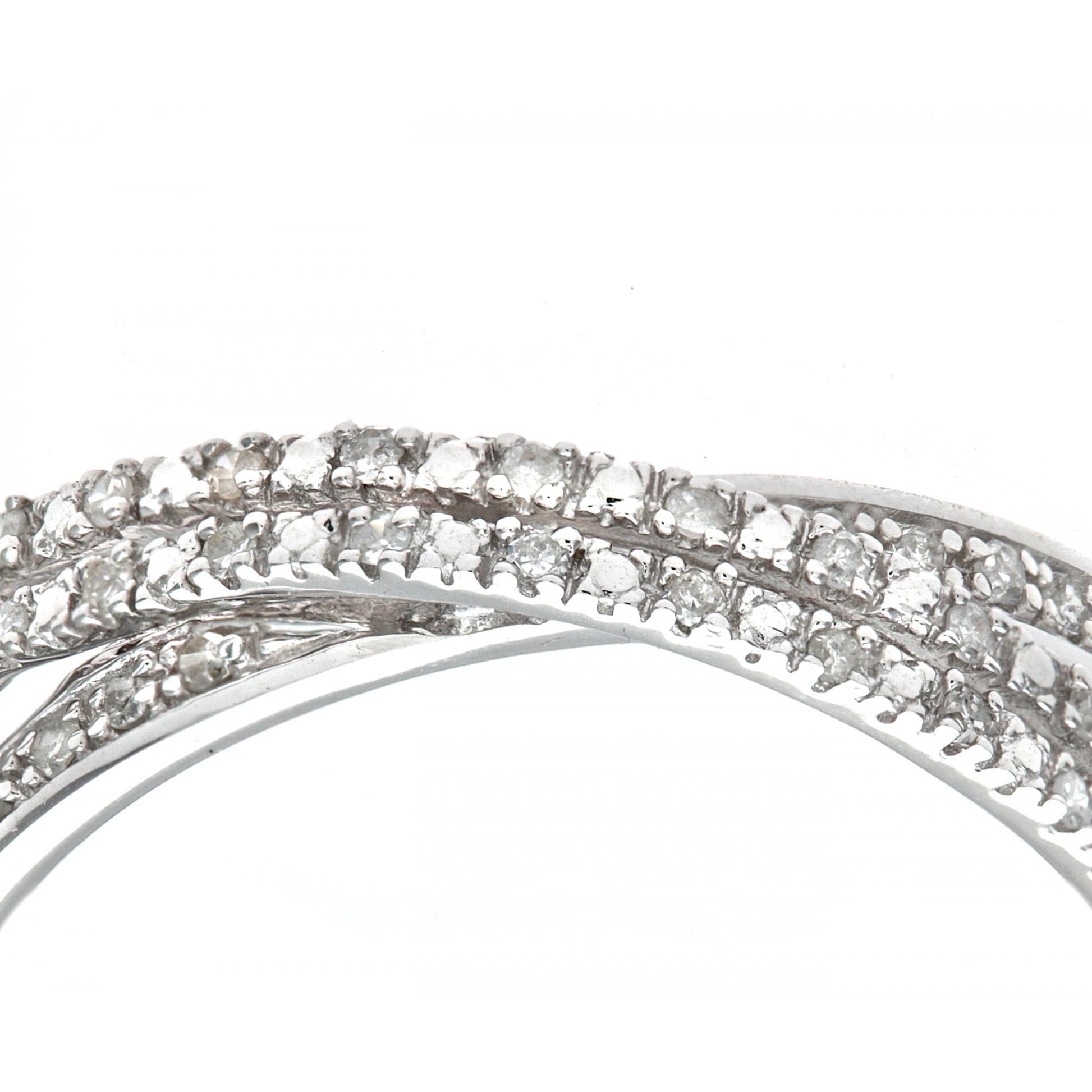 SPARKLD 14ct White Gold 0.15ct 2-Row Diamond Crossover Ring