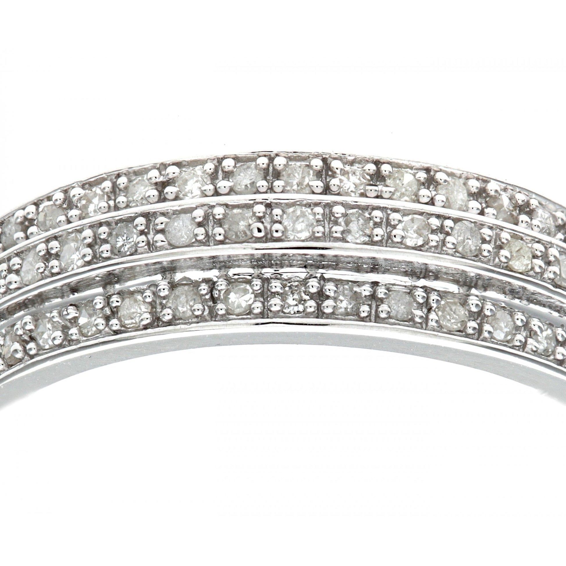 SPARKLD 14ct White Gold 0.25ct Triple Row Diamond Half Eternity Ring
