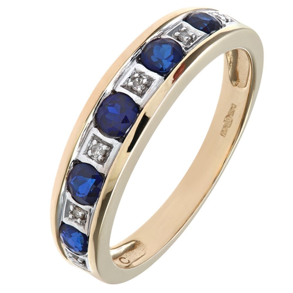 SPARKLD Round Brilliant Sapphire and Diamonds 9ct Eternity Ring