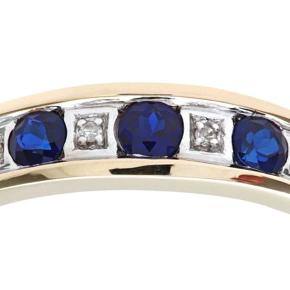 SPARKLD Round Brilliant Sapphire and Diamonds 9ct Eternity Ring