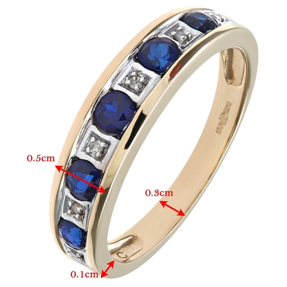 SPARKLD Round Brilliant Sapphire and Diamonds 9ct Eternity Ring