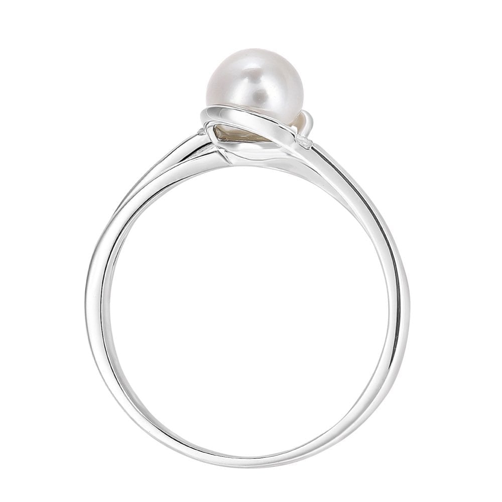 SPARKLD 9ct White Gold Diamond And Cultured Pearl Ring