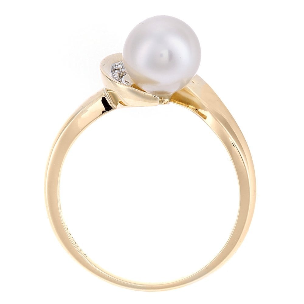SPARKLD 9ct Yellow Gold Diamond And Cultured Pearl Ring