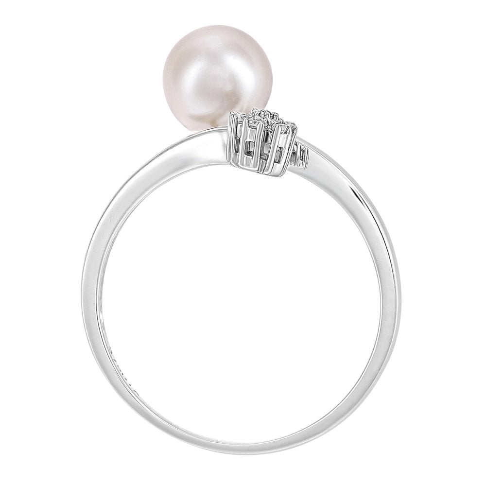 SPARKLD 9ct White Gold Diamond And Cultured Pearl Ring