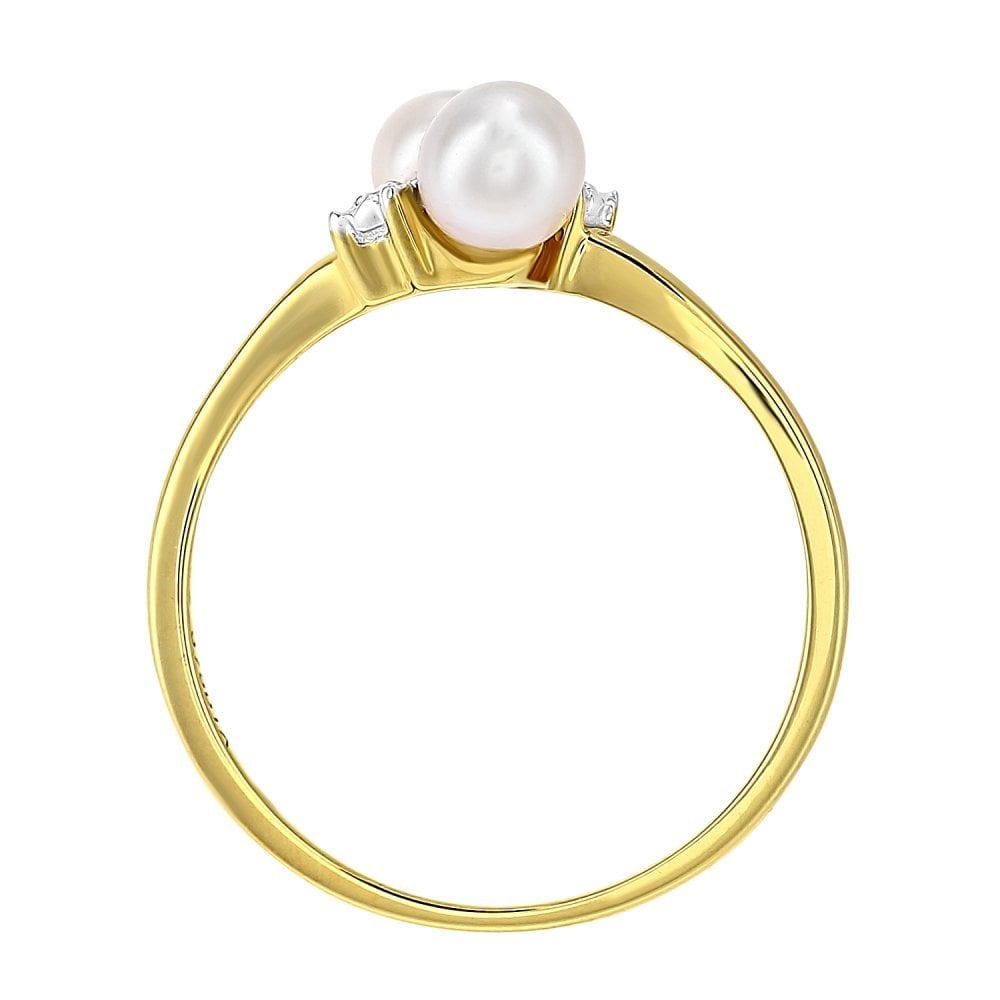 SPARKLD 9ct Yellow Gold Diamond And Cultured Pearl Ring
