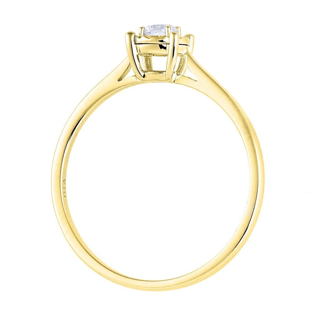 SPARKLD 18ct Yellow Gold Women Round Diamond Engagement Halo Ring