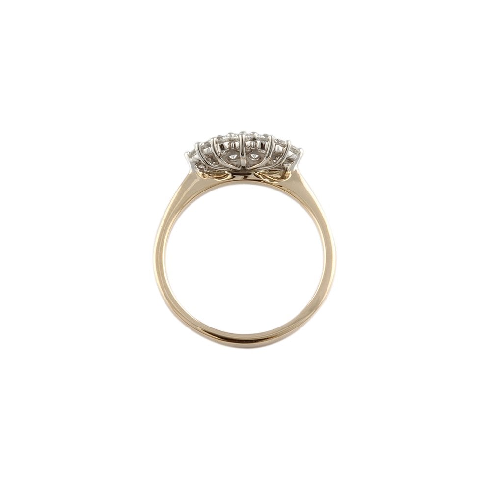 Yellow and White Gold 1.15ct Round Brilliant Diamond Cluster Ring