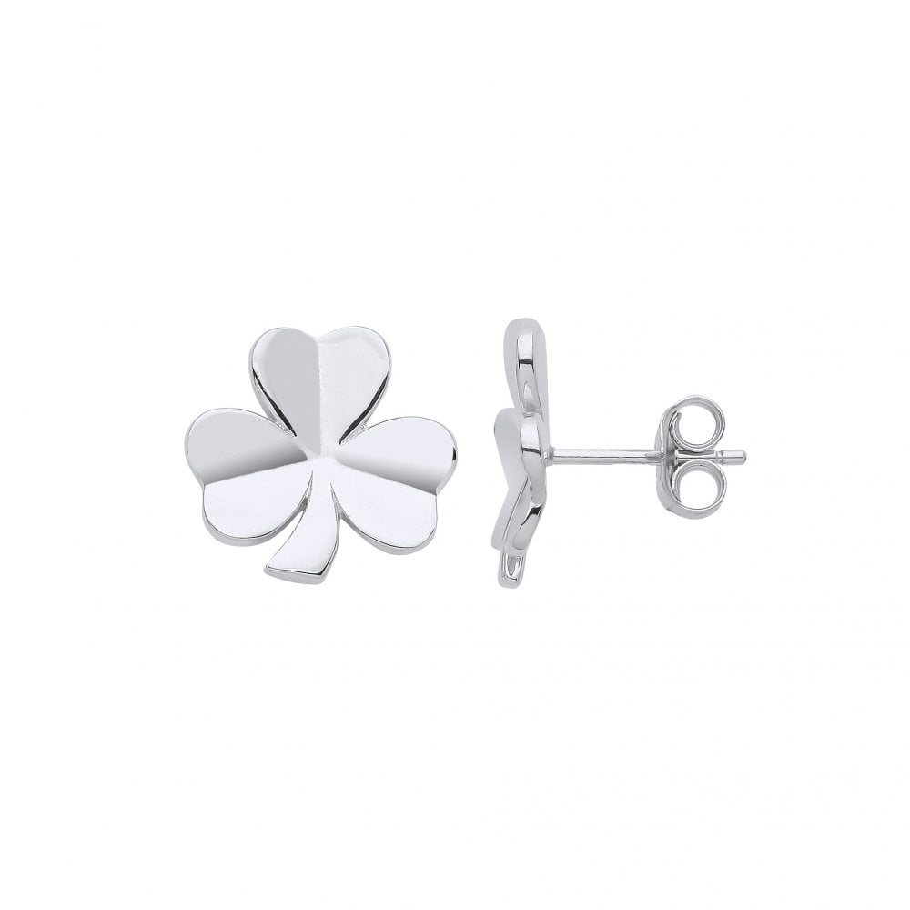 925 Sterling Silver Clover Leaf Stud Earrings