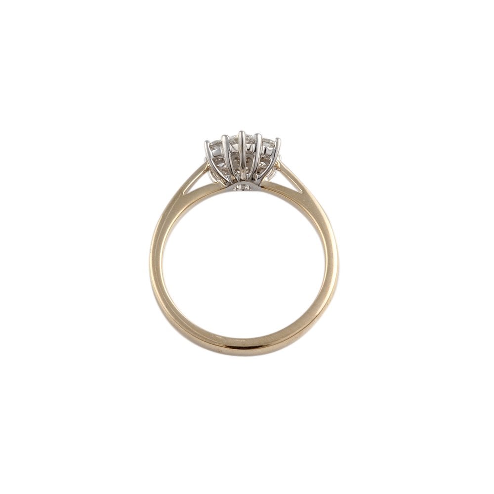 Yellow and White Gold 0.55ct Seven Stone Round Brilliant Diamond Cluster Ring