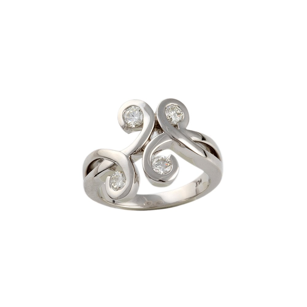 White Gold 0.70ct Four Stone Round Brilliant Diamond Bubble Style Ring