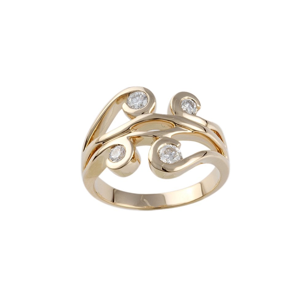 Yellow Gold 0.55ct Four Stone Round Brilliant Diamond Bubble Style Ring