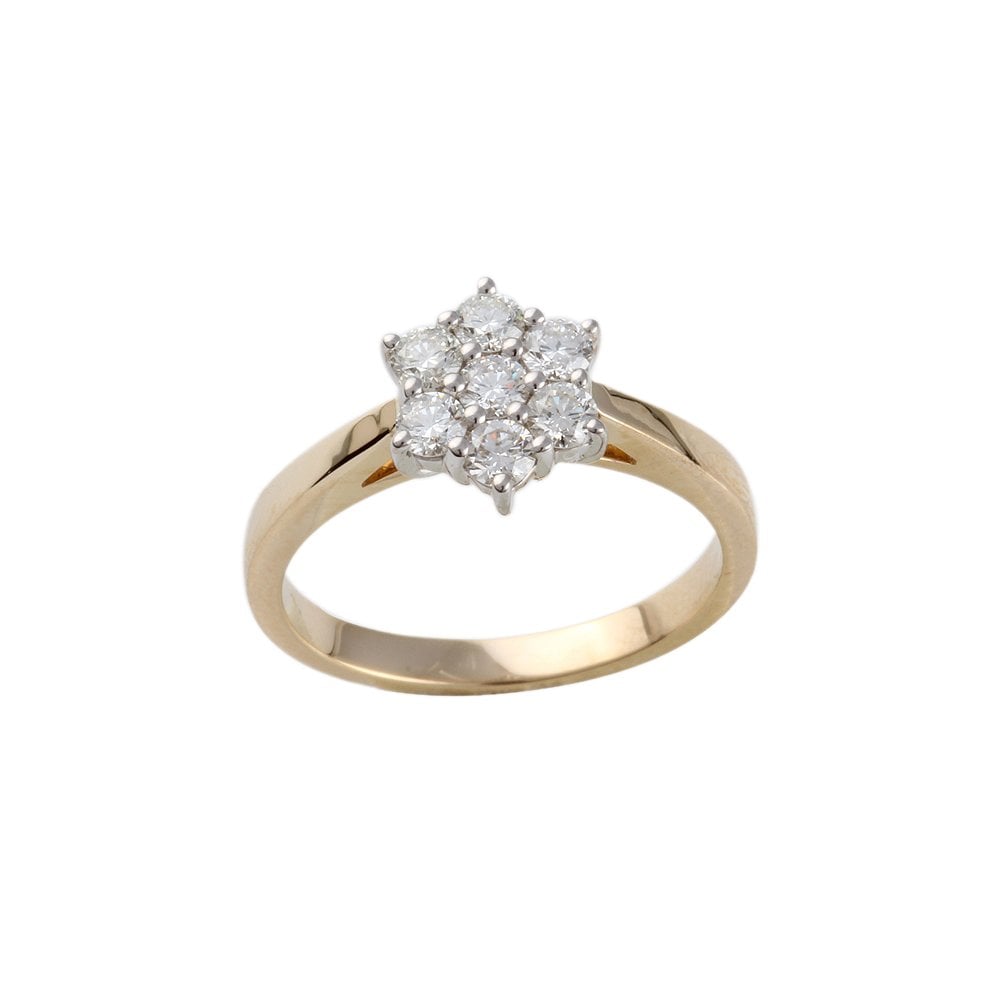 Yellow and White Gold 0.45ct Round Brilliant Diamond Cluster Ring