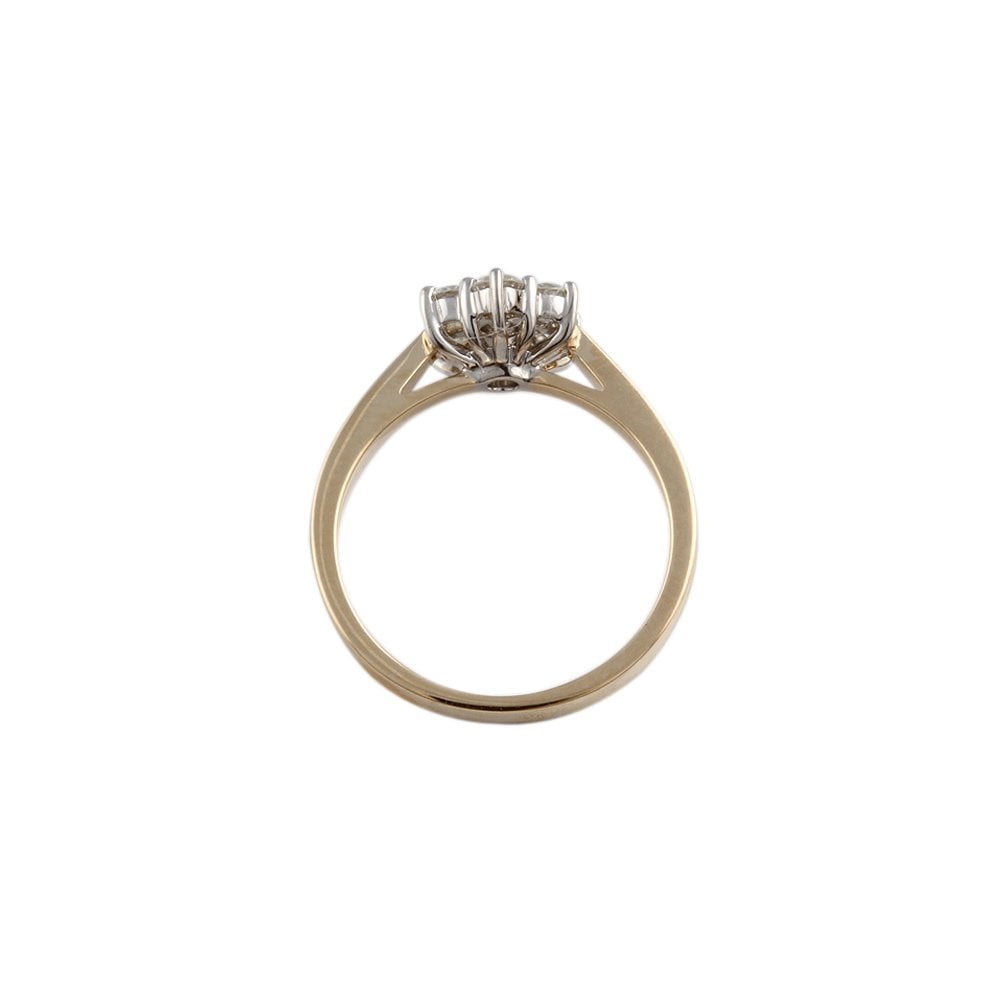 Yellow and White Gold 0.45ct Round Brilliant Diamond Cluster Ring