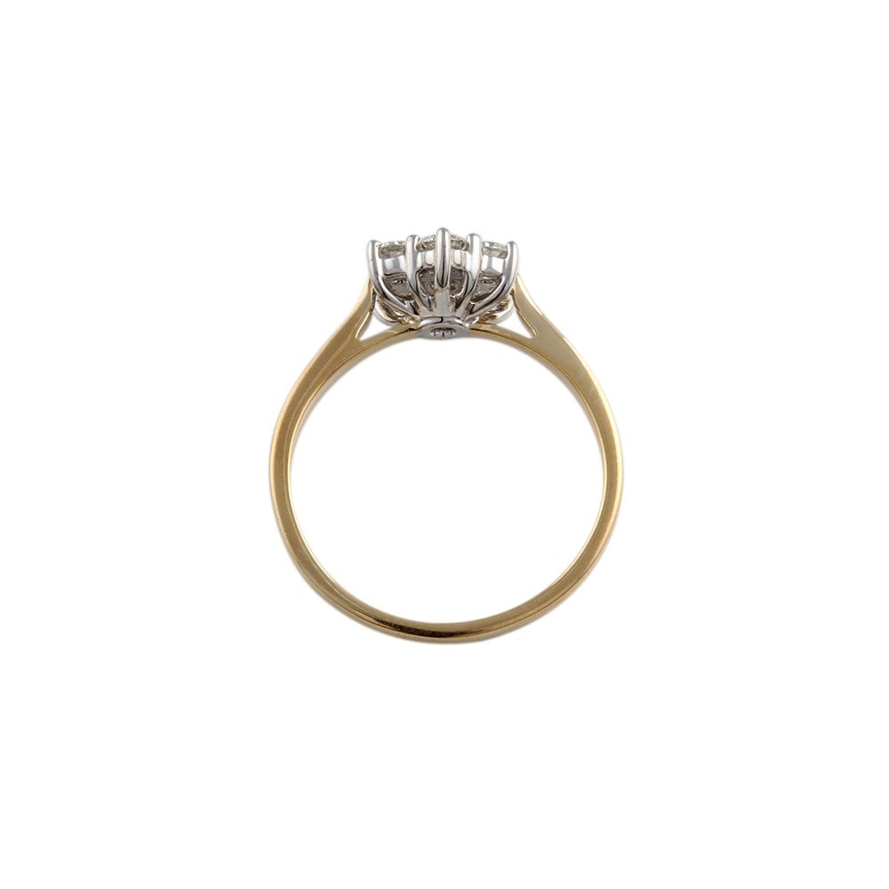 Yellow and White Gold 0.70ct Round Brilliant Diamond Cluster Ring