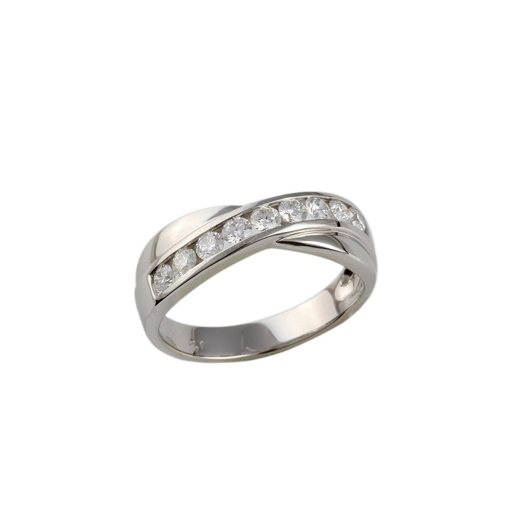 White Gold 0.55ct Round Brilliant Diamond Crossover Half Eternity Ring