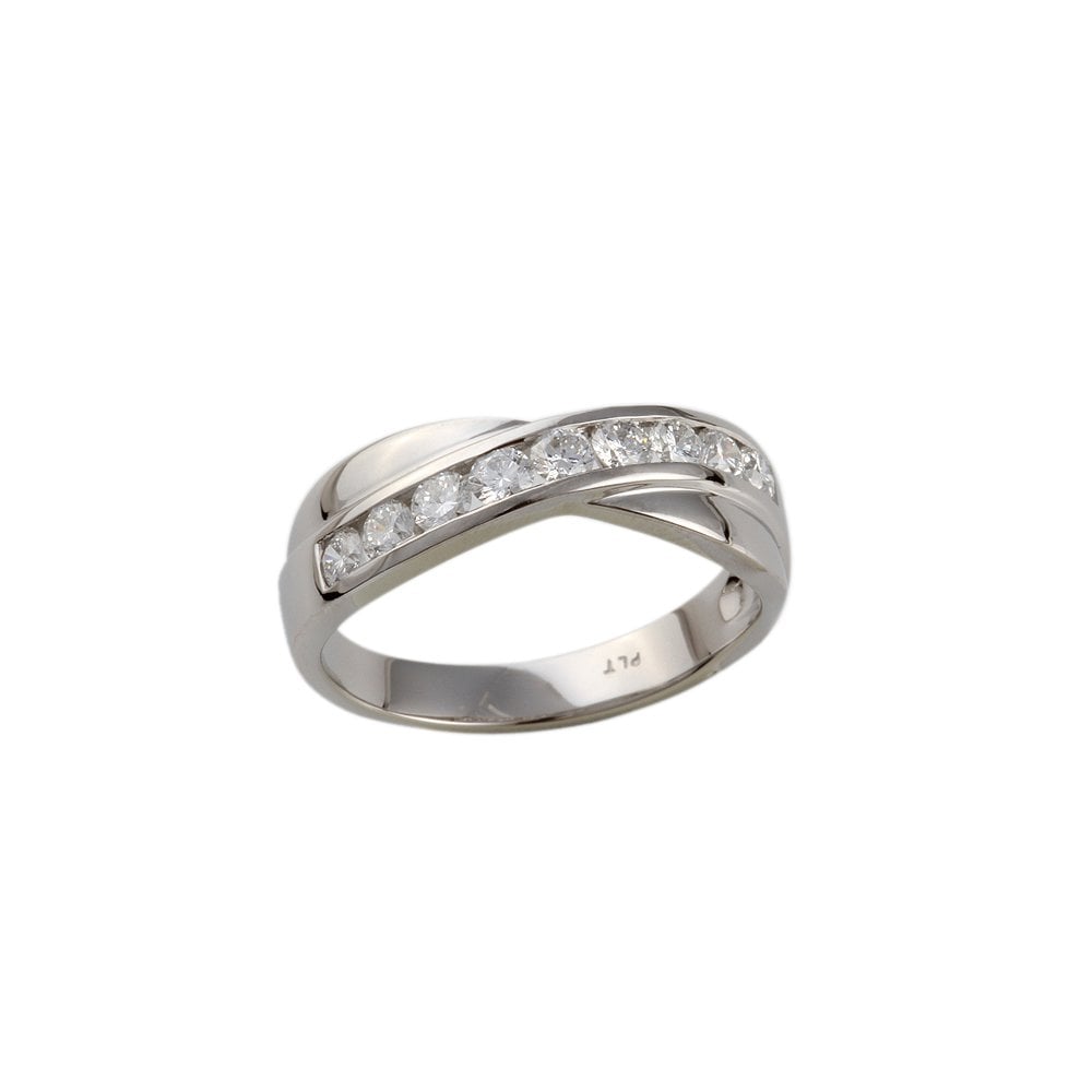 White Gold 0.65ct Round Brilliant Diamond Crossover Half Eternity Ring