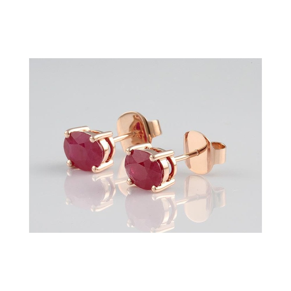 9ct Rose Gold Ruby Stud Earrings 3.07ct