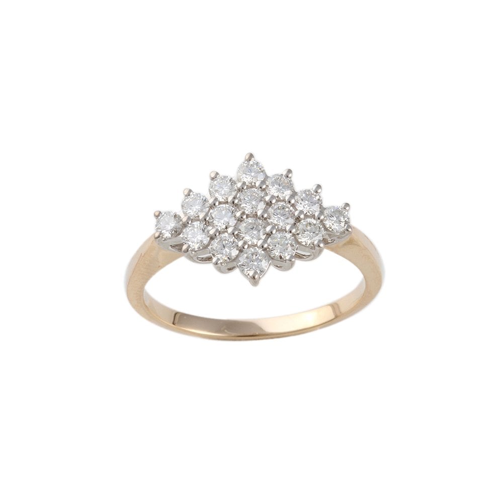 Yellow and White Gold 0.70ct Round Brilliant Diamond Cluster Ring