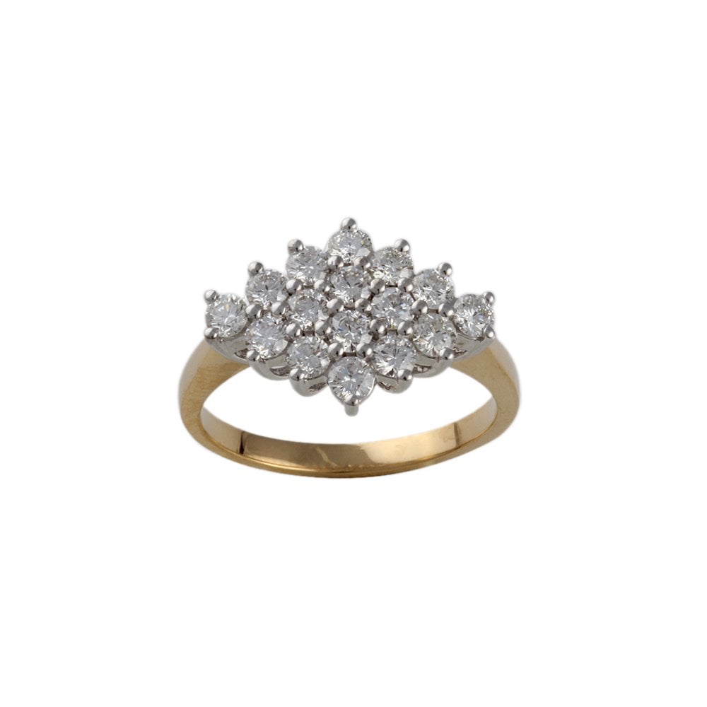 Yellow and White Gold 1.00ct Round Brilliant Diamond Cluster Ring