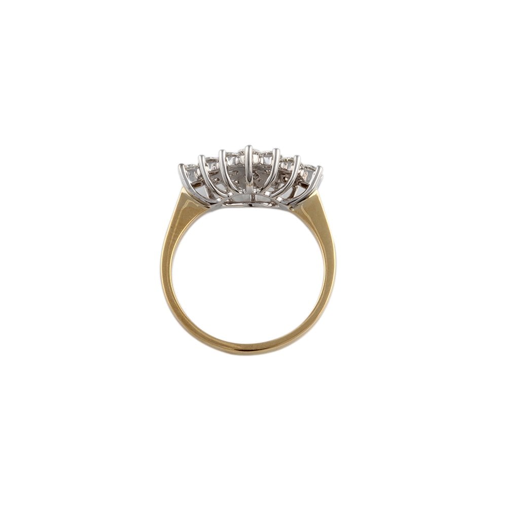 Yellow and White Gold 1.00ct Round Brilliant Diamond Cluster Ring