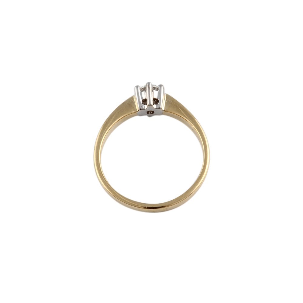 Yellow and White Gold 0.30ct Round Brilliant Diamond Solitaire Ring