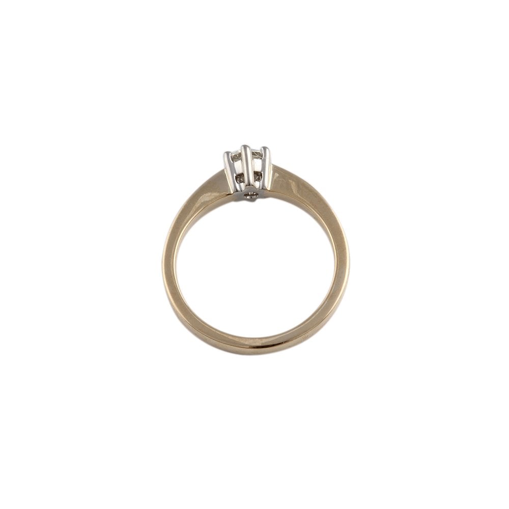 Yellow and White Gold 0.33ct Round Brilliant Diamond Solitaire Ring