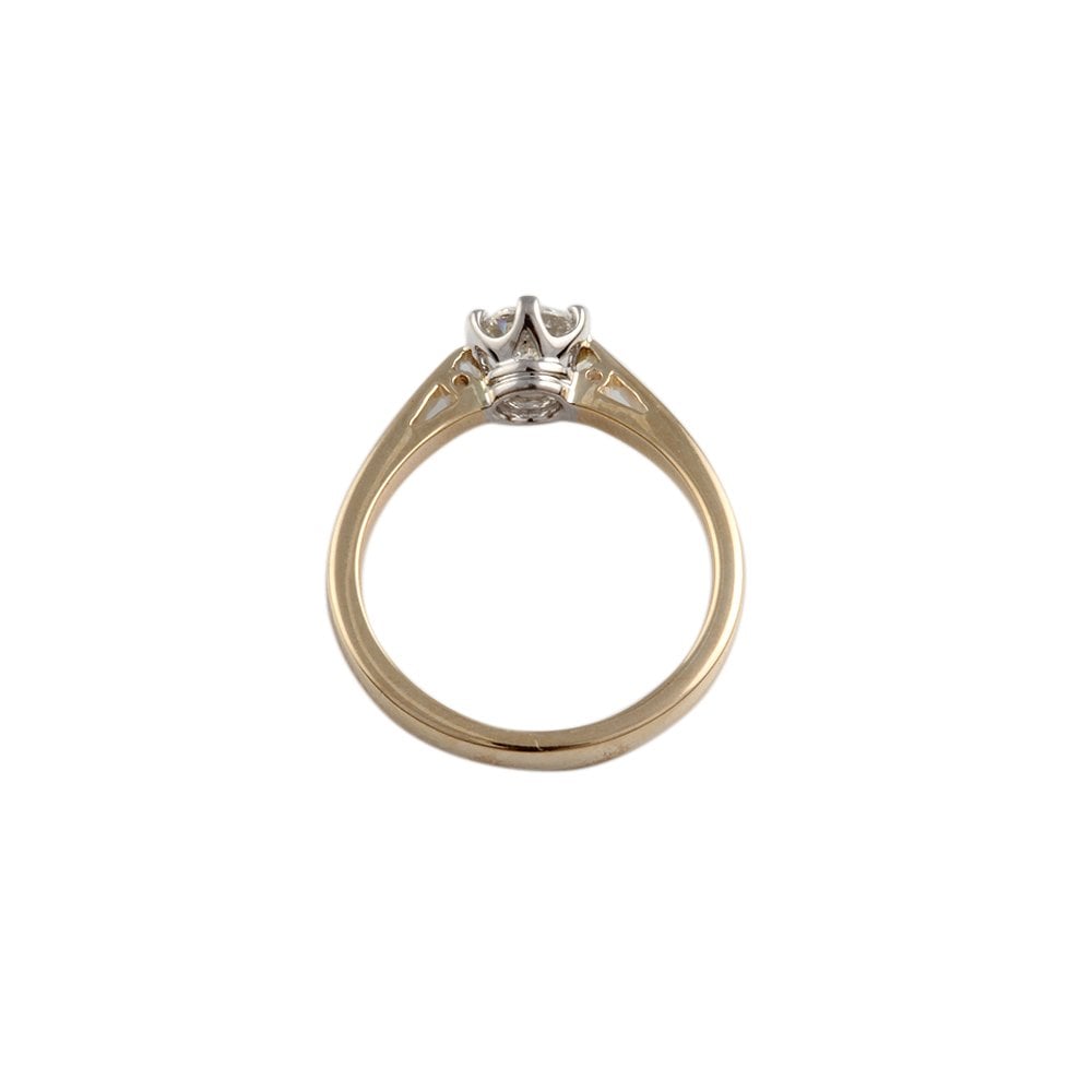Yellow and White Gold 0.33ct Round Brilliant Diamond Solitaire Ring