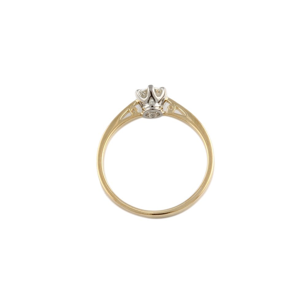 Yellow and White Gold 0.55ct Round Brilliant Diamond Solitaire Ring