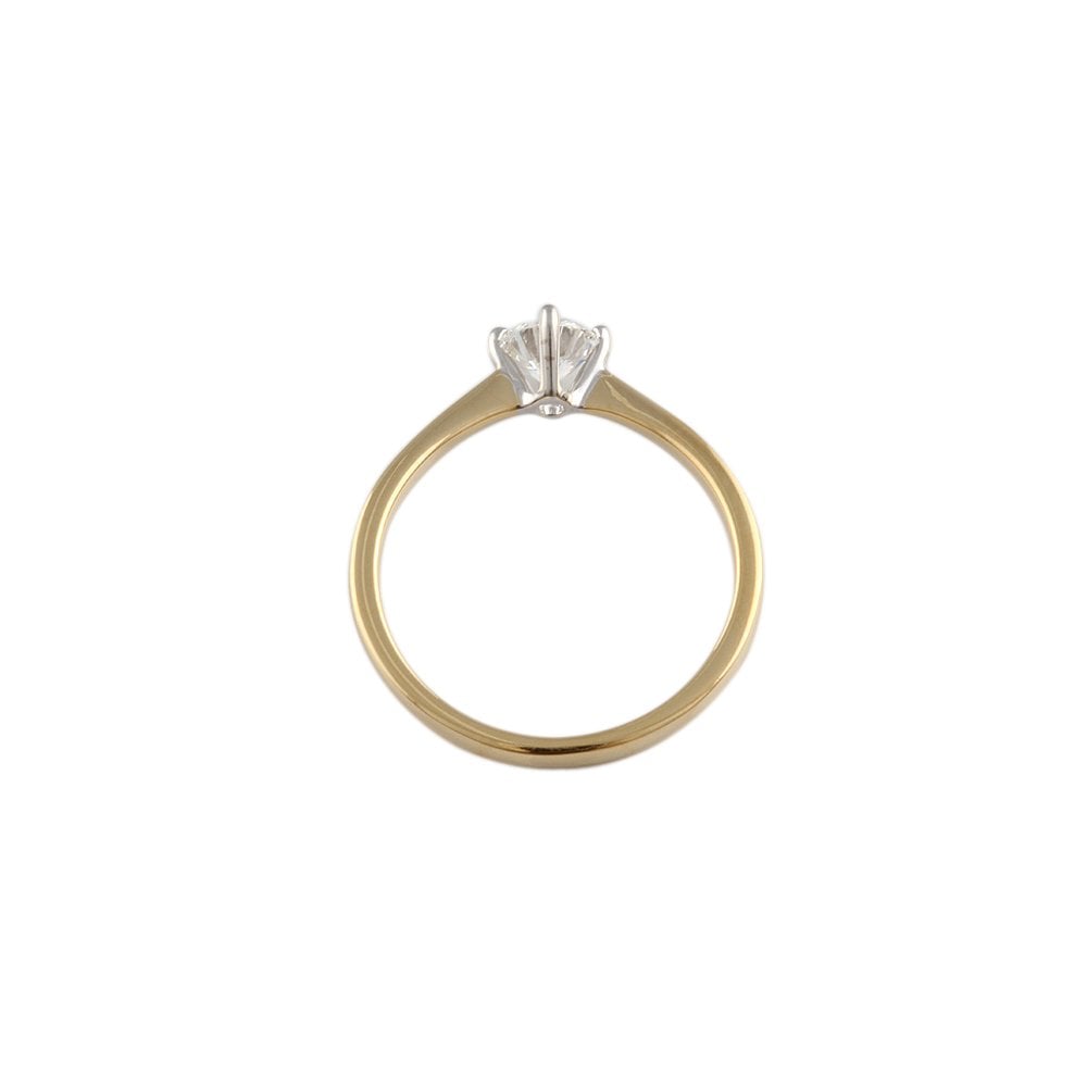 Yellow and White Gold 0.45ct Round Brilliant Diamond Solitaire Ring