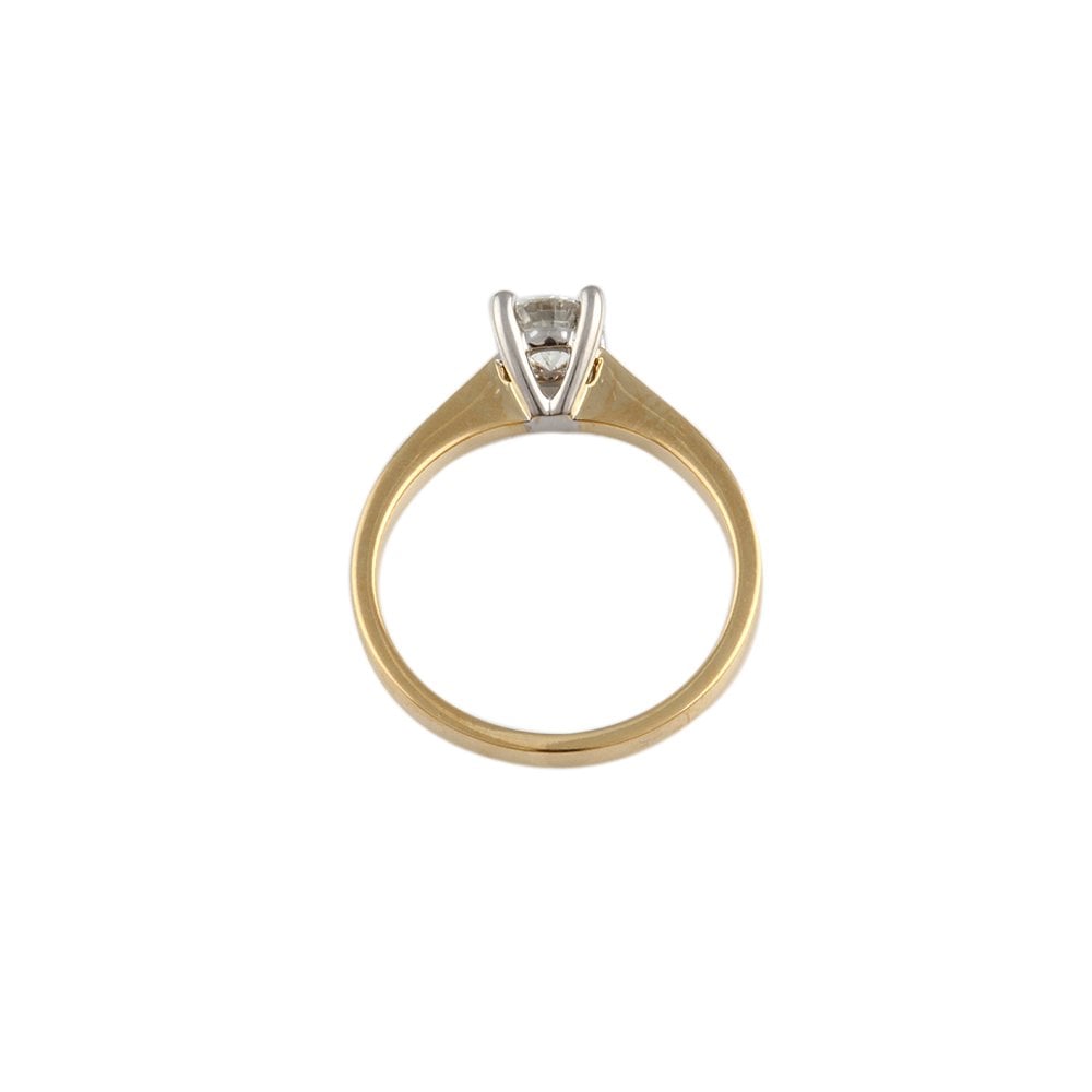 Yellow and White Gold 0.55ct Round Brilliant Diamond Solitaire Ring