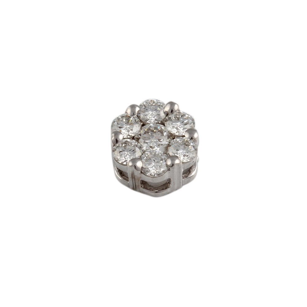 9ct White Gold 0.84ct Round Brilliant Cut Diamonds Cluster Pendant