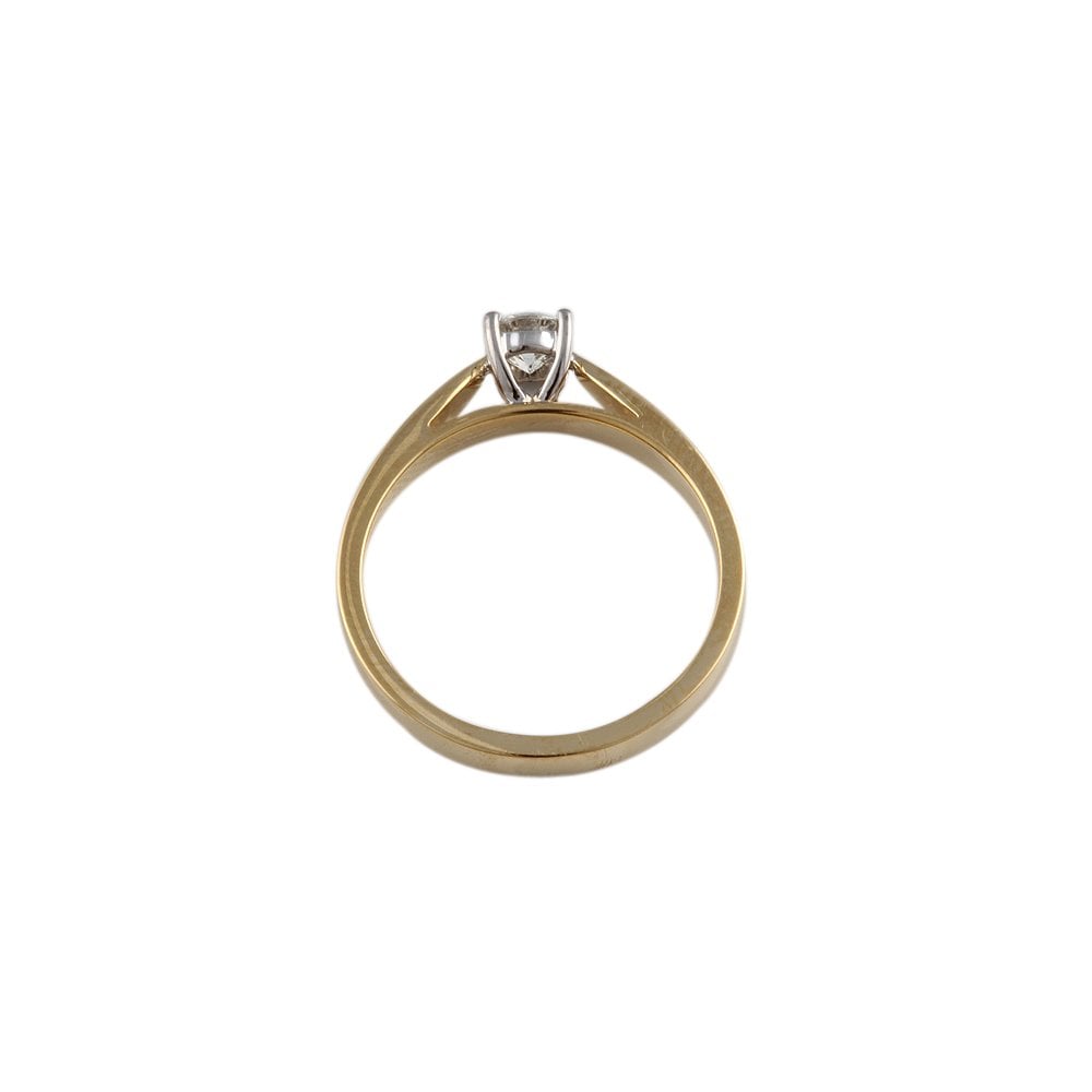 Yellow and White Gold 0.33ct Round Diamond Solitaire Ring