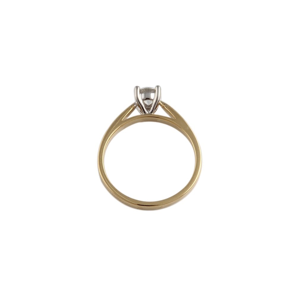 Yellow and White Gold 0.45ct Round Diamond Solitaire Ring